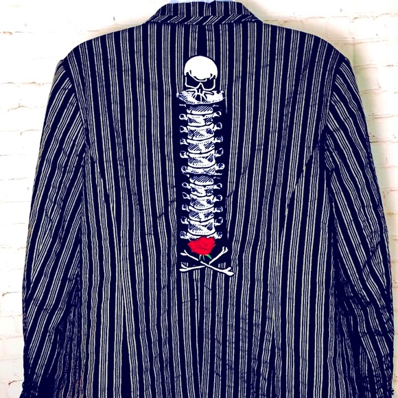 ☠️ Sarcastic Spine Pinstripe Blazer ☠️ - Picture 3 of 16